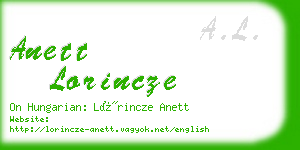 anett lorincze business card